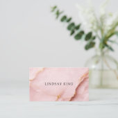 Rendez-vous Carte de visite QR Code en marbre rose élégant (Debout devant)