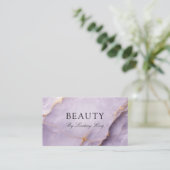 Rendez-vous Carte de visite QR Code Marbre Violet Élégant (Debout devant)