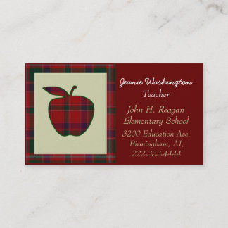 Rendez-vous Carte de visite rouge d'Apple du plaid du