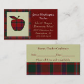 Rendez-vous Carte de visite rouge d'Apple du plaid du (Devant / Derrière)