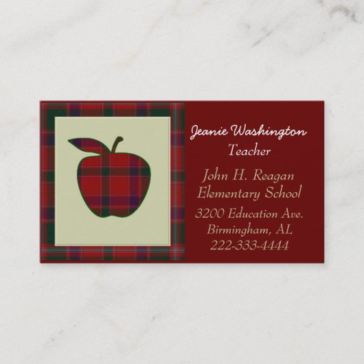 Rendez-vous Carte de visite rouge d'Apple du plaid du (Devant)