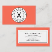 Rendez-vous Carte de visite rouge de logo de ciseaux de cercle (Devant / Derrière)