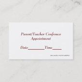 Rendez-vous Carte de visite Wormy mignon de professeurs (Dos)