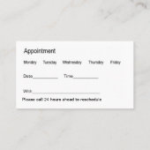 Rendez-vous chez un dentiste Cartes de visite (Dos)