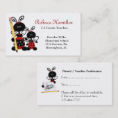 Rendez-vous Coccinelles avec le carte de visite du professeur (Devant / Derrière)