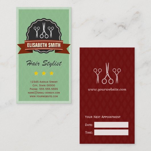 Rendez-vous Coiffeur Coiffeur Coiffeur Retro Vinta (Devant / Derrière)