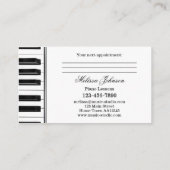Rendez-vous Cours de piano Musique Carte de visite de rendez-v (Dos)