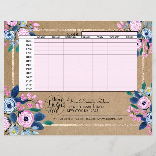 Rendez-vous d'affaires en papier kraft or floral r (Dos)