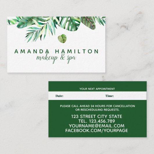 Rendez-vous d'aquarelle feuille tropicale moderne (Devant / Derrière)