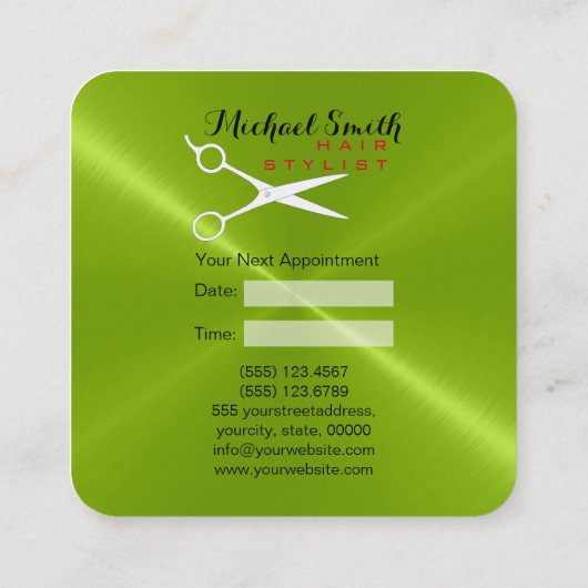 Rendez-vous de coiffeur Métal Vert Inoxydable (Dos)