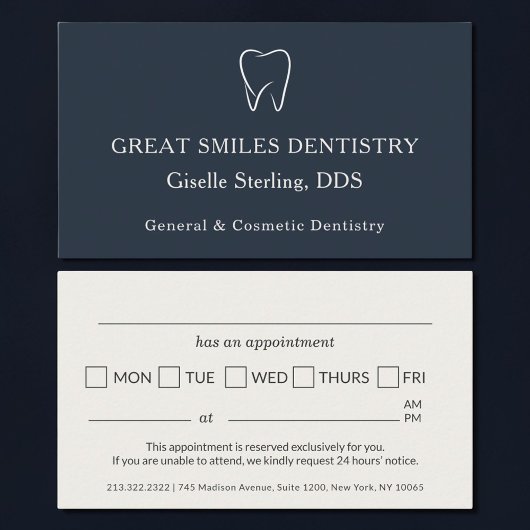 Rendez-vous dentaire bleu marine Dentiste