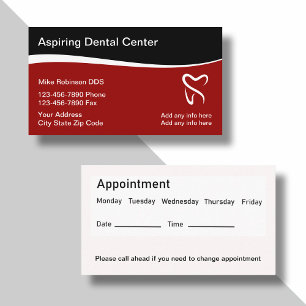 Rendez-vous des dentistes Rappel Cartes de visite