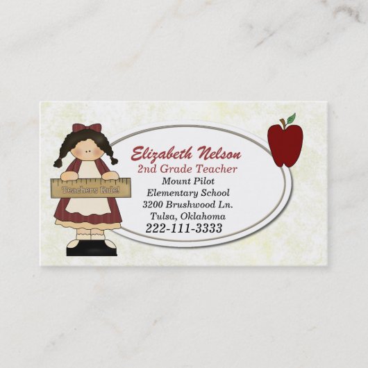 Rendez-vous Fille avec le carte de visite du professeur de (Devant)