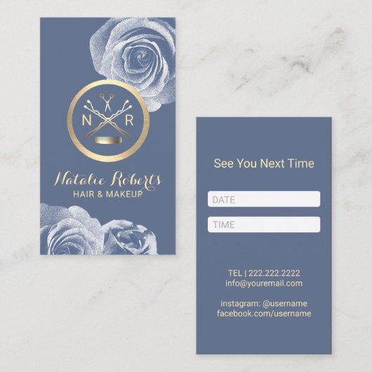 Rendez-vous floral bleu scissor Comb (Devant / Derrière)