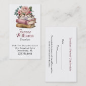 Rendez-vous Jolie Carte de visite enseignant de livres (Devant / Derrière)