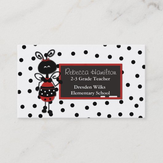 Rendez-vous Ladybug Blackboard Carte de visite de l'enseignant (Devant)