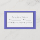 Rendez-vous Le carte de visite du professeur bleu de plaid (Dos)