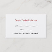 Rendez-vous Le carte de visite du professeur de pommier (Dos)