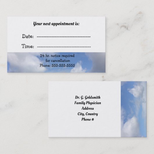 Rendez-vous Médicale Ciel nuageux (Devant / Derrière)