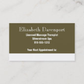Rendez-vous Monogramme Damas vert Carte de visite de rendez-vo (Dos)