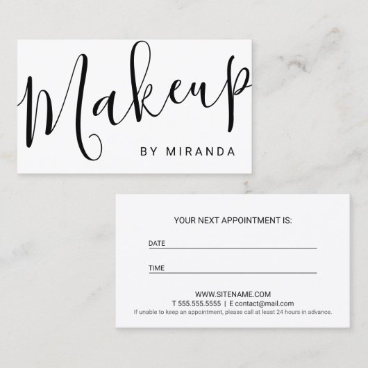 Rendez-vous noir et blanc moderne de maquilleur (Devant / Derrière)