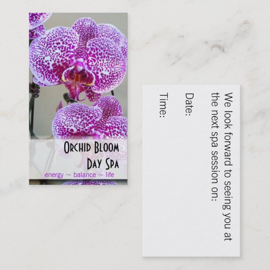 Rendez-vous pourpre varié de photo d'orchidée (Devant / Derrière)