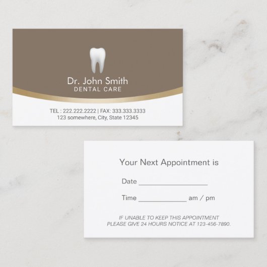 Rendez-vous professionnel de soins dentaires de (Devant / Derrière)