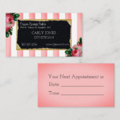 Rendez-vous Rayures roses et carte de visite floral (Devant / Derrière)
