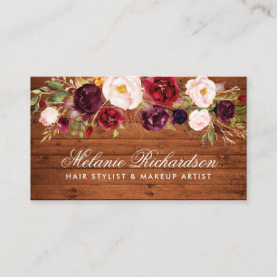 Rendez-vous Rustique Bois Bourgogne Carte de visite Floral