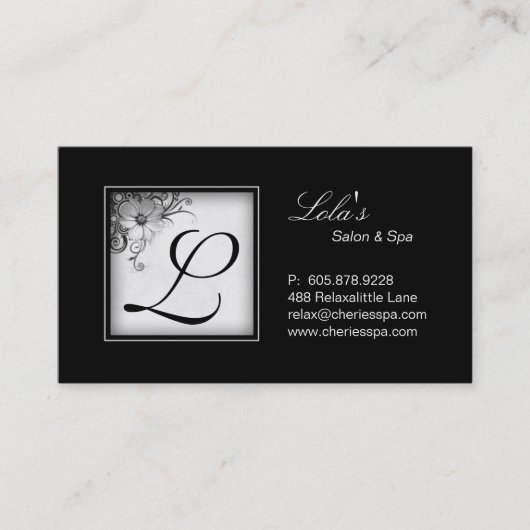 Rendez-vous Spa - carte de visite 2 de BW de monogramme de (Devant)