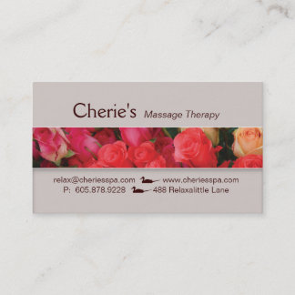 Rendez-vous Spa - carte de visite de roses de thérapie de