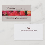 Rendez-vous Spa - carte de visite de roses de thérapie de (Devant / Derrière)