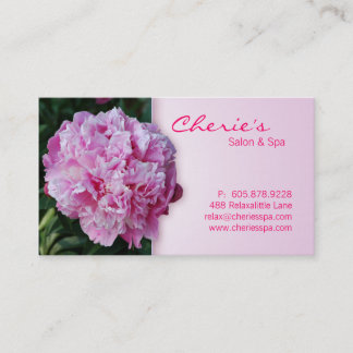 Rendez-vous Spa - carte de visite rose de fleur de pivoine de