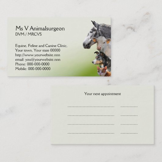 Rendez-vous vétérinaire animal (Devant / Derrière)