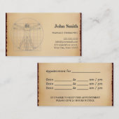 Rendez-vous vintage de thérapeute de massage (Devant / Derrière)