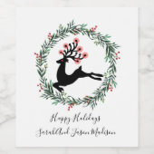 Rendier Aangepaste naam Kerstmis Wijn Etiket (Enkel label)