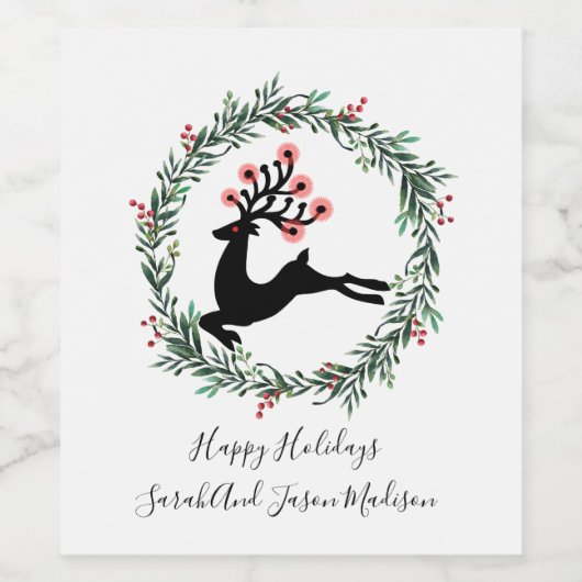 Rendier Aangepaste naam Kerstmis Wijn Etiket (Enkel label)