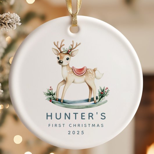 Rendier Baby's Eerste Kerstmis Keramisch Ornament