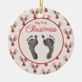  rendier baby's voeten eerste kerst keramisch ornament (Voorkant)