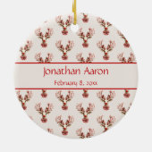  rendier baby's voeten eerste kerst keramisch ornament (Achterkant)