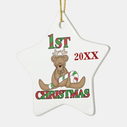 Rendier Beer 1e kerstversiering Keramisch Ornament (Links)