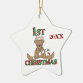 Rendier Beer 1e kerstversiering Keramisch Ornament (Links)