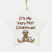 Rendier Beer Zeer Eerste Kerstmis Ornament (Achterkant)