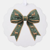 Rendier Bow Kerstvakantie Ornament Kaart (Voorkant)