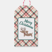 Rendier Dachshund Kerst Preppy Plaid Gift Label Cadeaulabel (Voorkant)