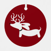 Rendier Dachshund Rode Kerstboom Ornament (Voorkant)