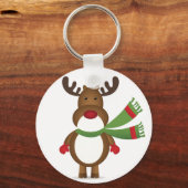 rendier dat een groene Scarf Button Sleutelhanger (Voorkant)