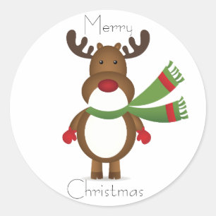 rendier dat een groene Scarf-Sticker heeft Ronde Sticker