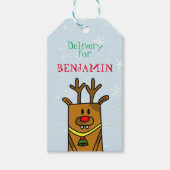 Rendier Delivery Christmas Label voor kinderen Cadeaulabel (Voorkant)