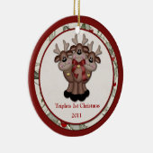 Rendier Drie-ei 1e Kerstmis Keramisch Ornament (Rechts)